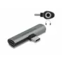 Adaptador de cable DeLOCK 64186 USB Type-C a USB Type-C + 3,5 mm gris