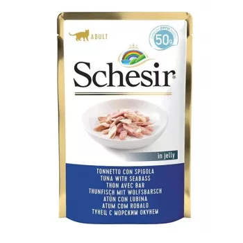 Comida húmeda para gatos Schesir Single Dish atún con lubina 50 g bolsa