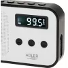 Adler AD 1907 radio digital PLL, AM/FM, 40 presintonías, alarma con repetición, USB-C, batería recargable integrada, conector de 3,5 mm, blanco/negro