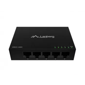 Switch de red LANBERG DSM1-1005 5x 1 Gb/s no gestionado de sobremesa, carcasa metálica, 12V
