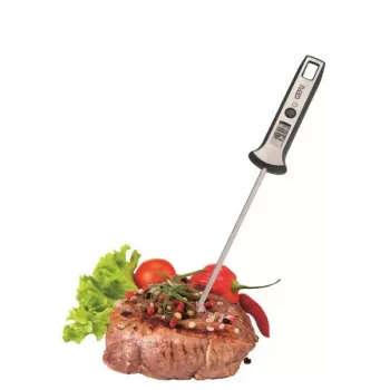 Termómetro alimentario digital GEFU 21820, sonda de acero inoxidable, -45 a 200 °C, tiempo de respuesta 10 s, negro