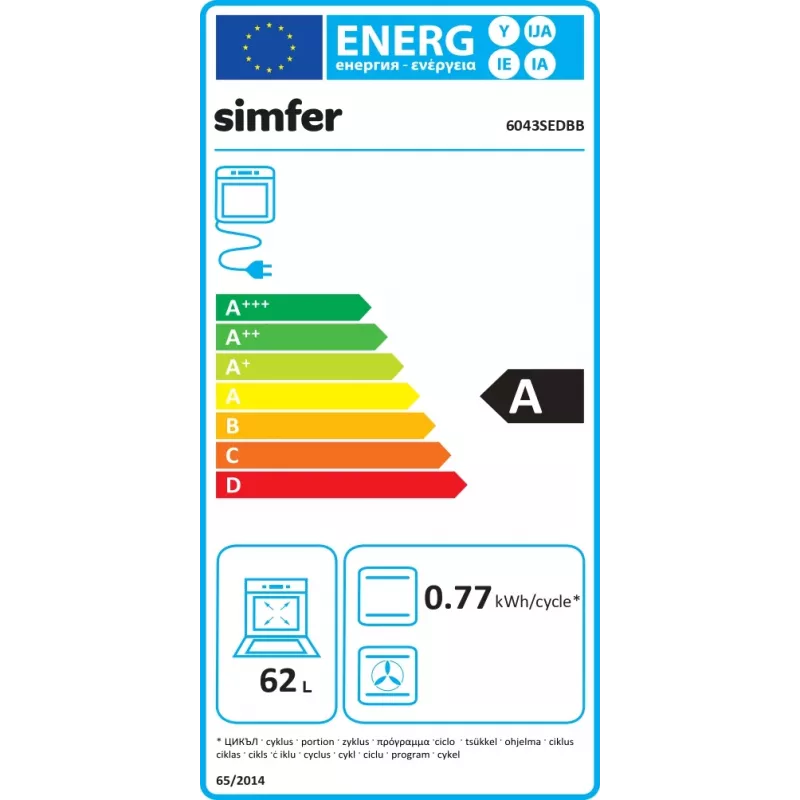 Cocina eléctrica independiente Simfer 6043SEDBB, 62 L, Blanco