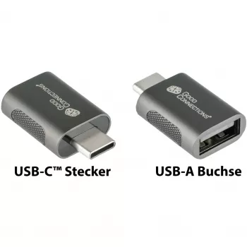 Good Connections Adaptador USB 3.2 Gen.1 3.0 conector macho C a conector hembra USB-A carcasa de metal galvanizado (USB-AD302)