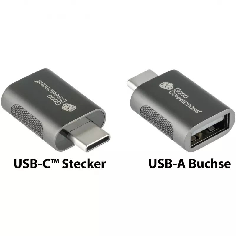 Good Connections Adaptador USB 3.2 Gen.1 3.0 conector macho C a conector hembra USB-A carcasa de metal galvanizado (USB-AD302)