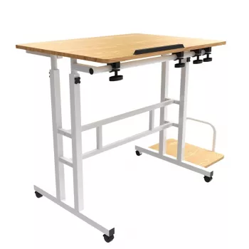 Mesa portátil para portátil Maclean, blanca, 80x60cm, 50kg máx, altura ajustable 67-115cm, MC-124 W