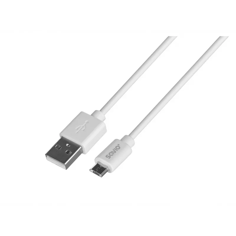 Cable USB SAVIO CL-123 USB 2.0, USB A a Micro-USB B, 1 m, blanco