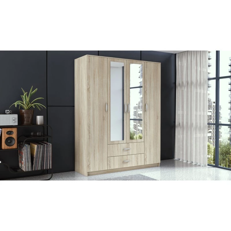 Armario ropero Topeshop ROMANA 160 SON 11 baldas 4 puertas roble