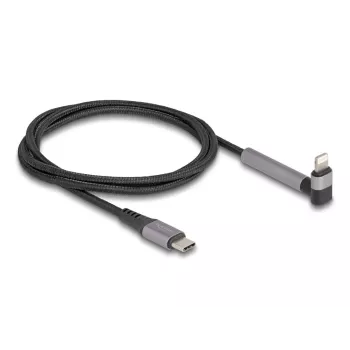 Cable de carga y datos USB Type-C a Lightning con conector en ángulo y función de soporte, DELOCK 1,5 m, 9 V 3 A (MFi)