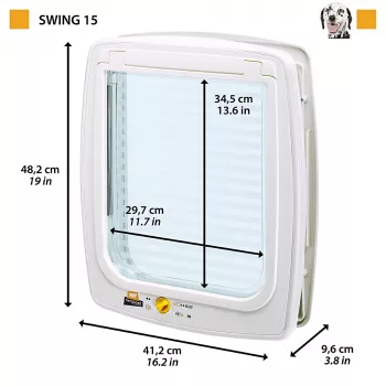 FERPLAST Swing 15 - puerta grande para perros, blanca