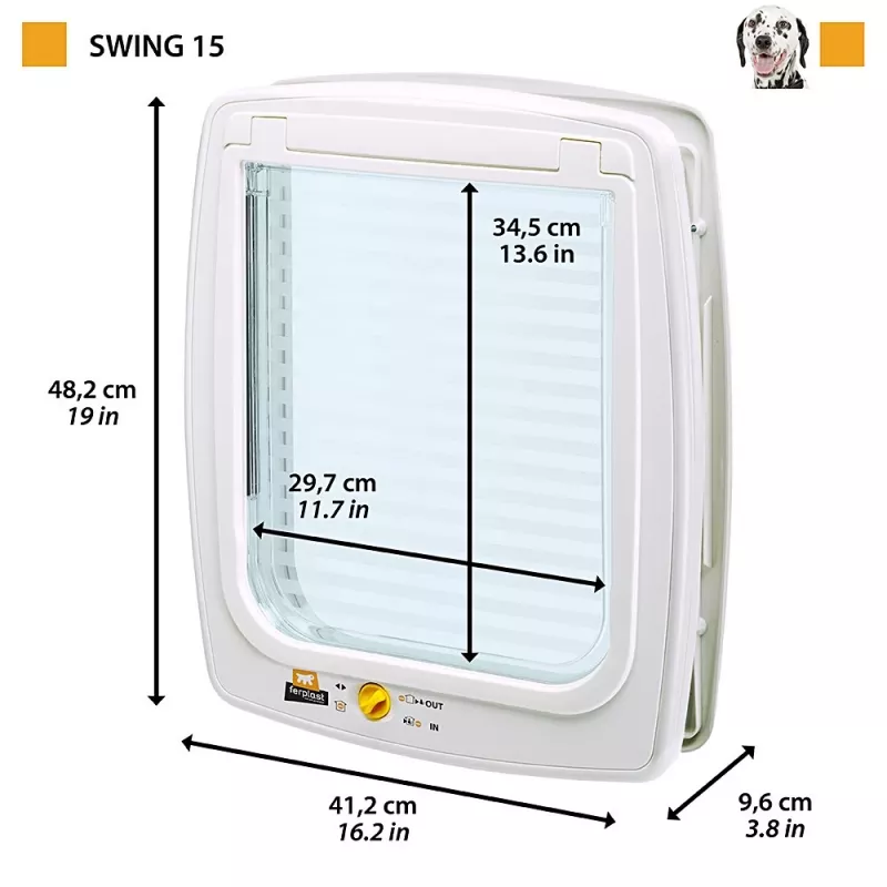 FERPLAST Swing 15 - puerta grande para perros, blanca