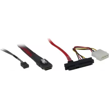 Inter-Tech - Cable SAS interno - SAS 6Gbit/s - Mini SAS (SFF-8087) a alimentación interna, 4 pines, SAS interno, 29 pines (SFF-8482) - 50cm - Negro, Rojo (88885001)