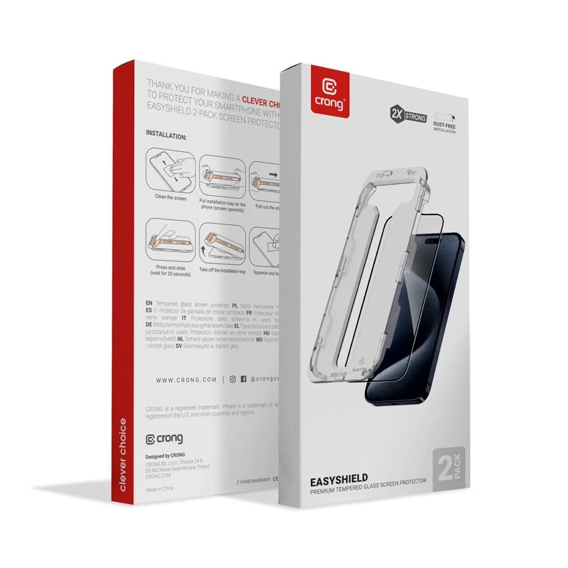 Cristal templado iPhone 15 (2 piezas) EasyShiel