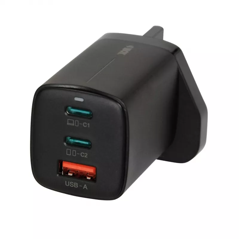 iBOX C-65 negro, cargador universal GaN 65 W con conector macho UK