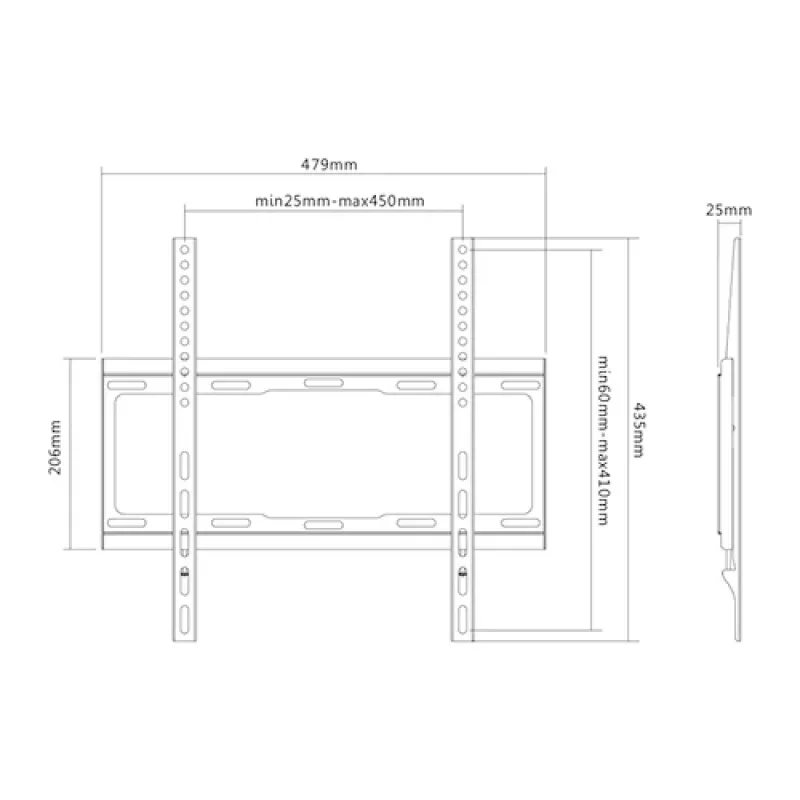 Sunne 32-55-EF soporte de pared fijo para TV, 32-55 pulgadas, máx. 40 kg, VESA hasta 400x400, negro