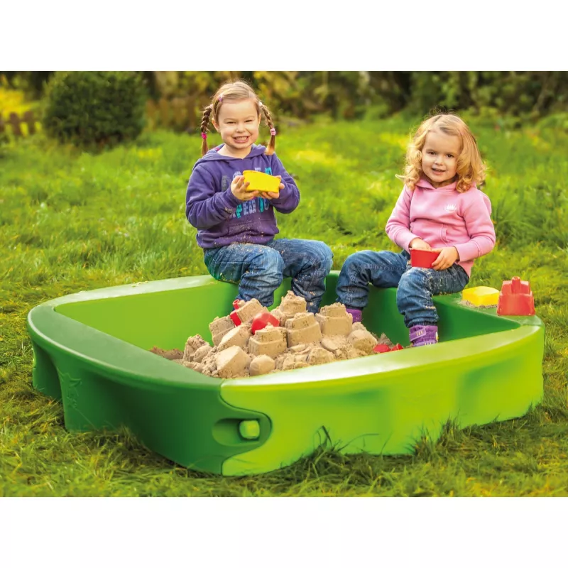 Arenero Simba-Dickie BIG 800056733, plástico, 1380×1380 mm, bancos integrados, verde