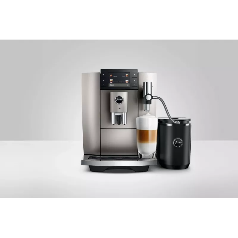 Cafetera espresso JURA E8 superautomática 1,9 l plata – 15 bar, pantalla de 3,5 inch, molinillo, espumador de leche