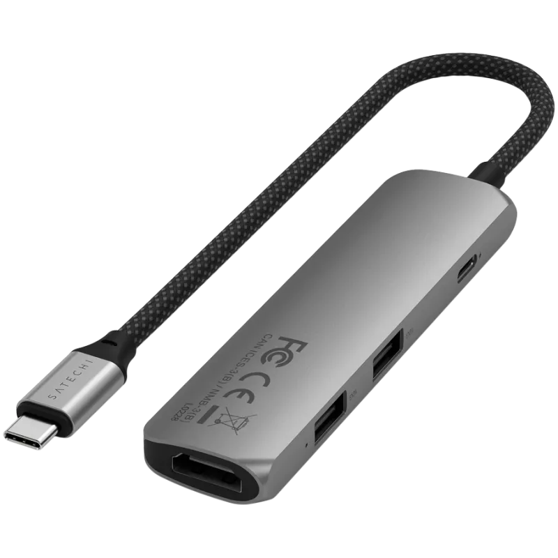 Hub de interfaz Satechi ST-P4SM USB Type-C 10000 Mbit/s gris