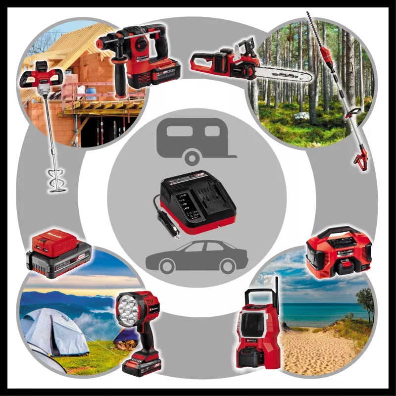 Cargador de batería Einhell Power X-Car Charger 3A mechero de coche rojo
