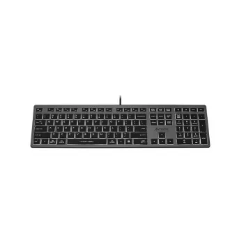 Teclado con cable A4Tech FX60H USB QWERTY – Full-Size 100%, retroiluminado blanco, gris, hub USB