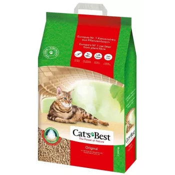 Arena para gatos cat'sbest Eco Plus 20 L (madera, biodegradable) 8,6 kg, de rapida absorcion, neutraliza olores