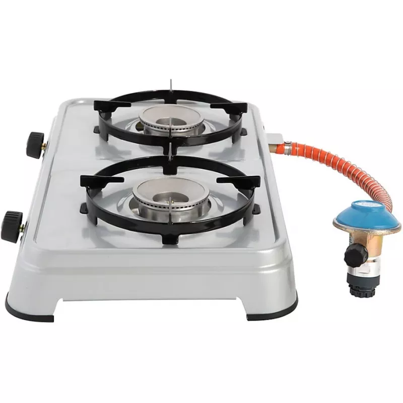 Hornillo de gas Camping Cook CV (Gris, dos fuegos)