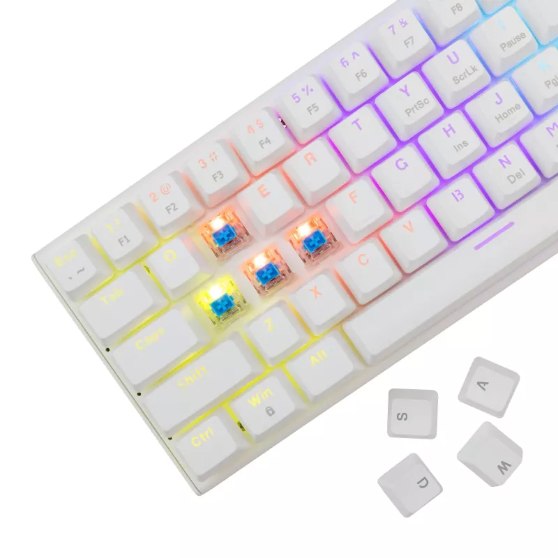 Teclado mecánico gaming White Shark Wakizashi WAKIZASHI-2-US-W-BLUE — distribución US, switches azules