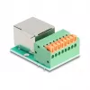 Adaptador de cable DeLOCK 90652 RJ45 regleta de conexión de 8 pines verde plateado