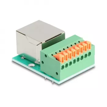 Adaptador de cable DeLOCK 90652 RJ45 regleta de conexión de 8 pines verde plateado