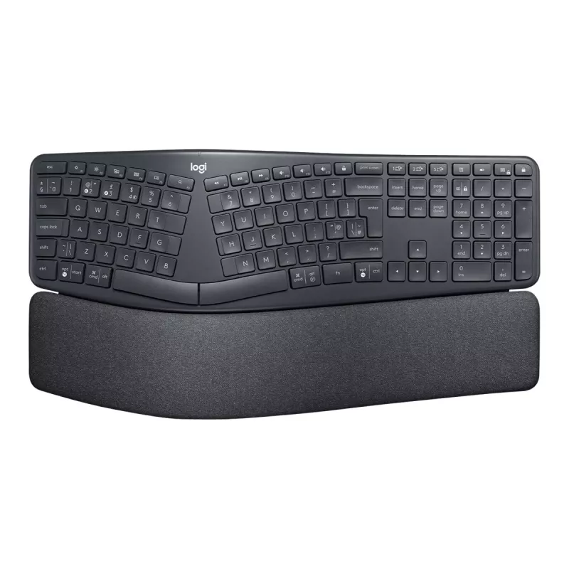 Logitech ERGO K860 - Teclado - Inalámbrico - 2,4 GHz, Bluetooth 5.0 - QWERTY - GB - Grafito