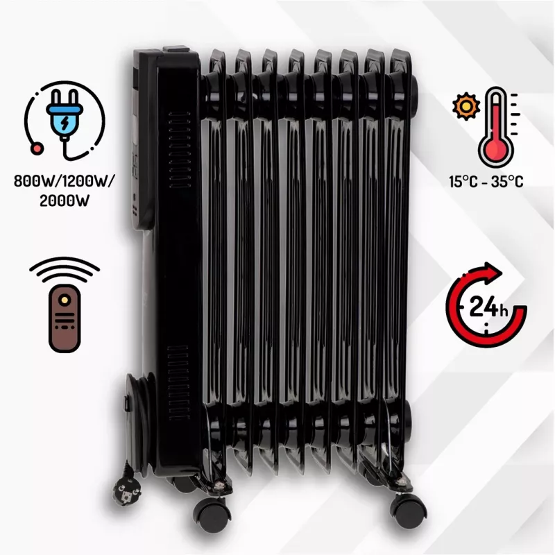 Camry | Calefactor | CR 7810 | Radiador de aceite | 2000 W | Número de niveles de potencia 3 | Negro