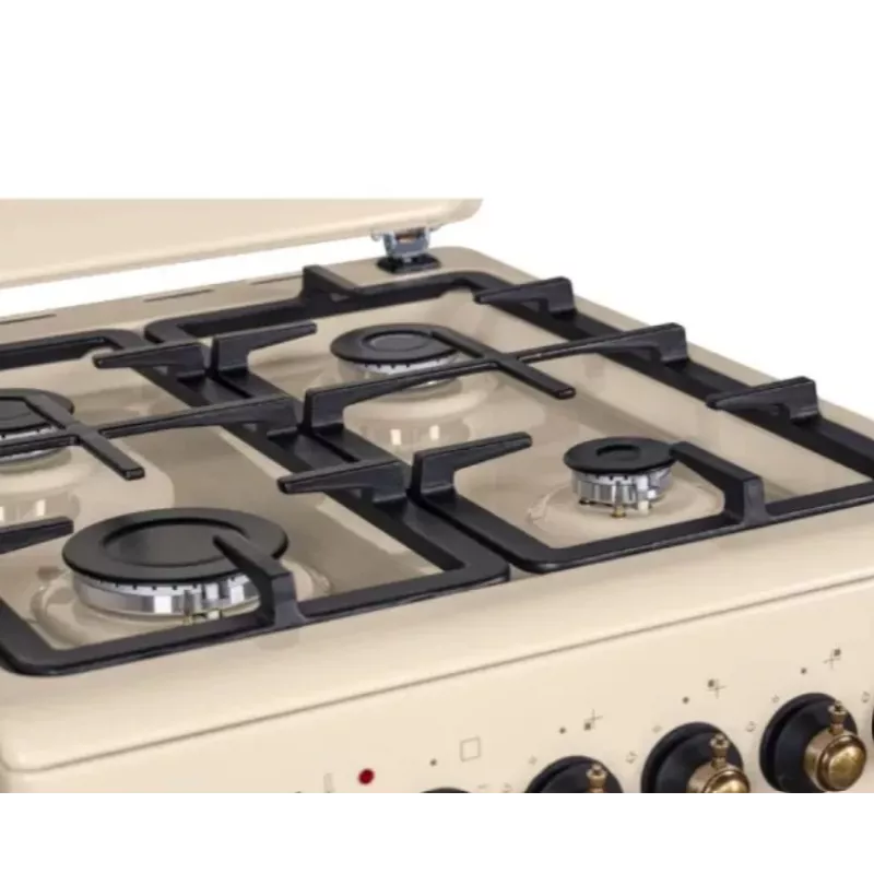 Cocina de gas y eléctrica MPM MPM-56-KRM-14, 56 cm, 4 quemadores de gas, horno eléctrico, crema