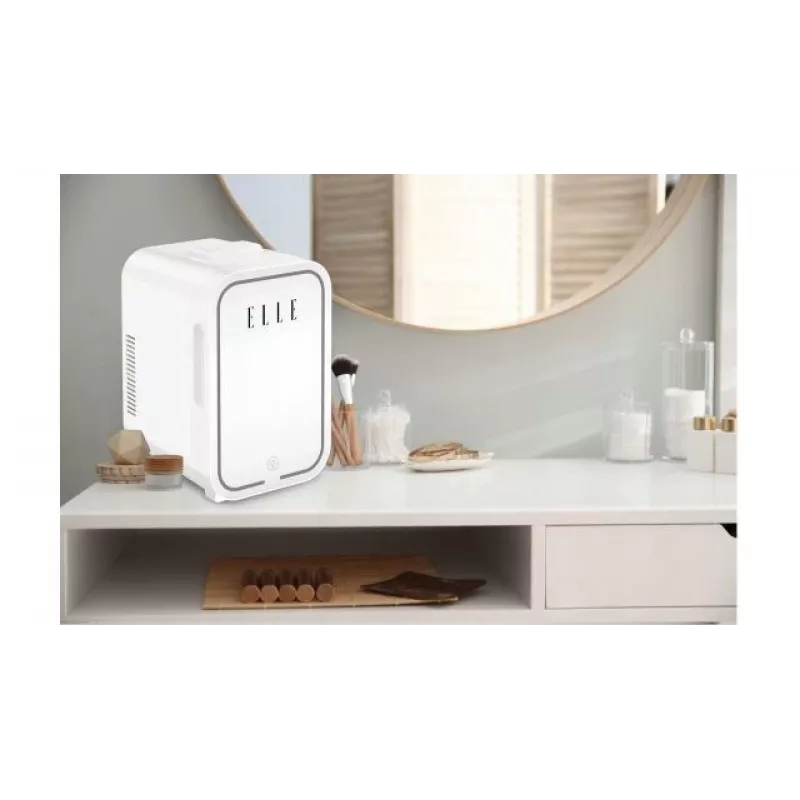 Mini nevera con espejo de maquillaje LED Elle ESDAFX08WHEU 8 L blanca