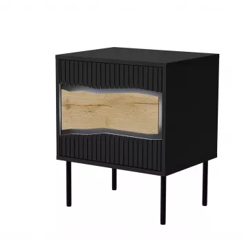 Mesita de noche Cama INSERTO, 2 uds., 50x40x61.5 cm, negro + LED