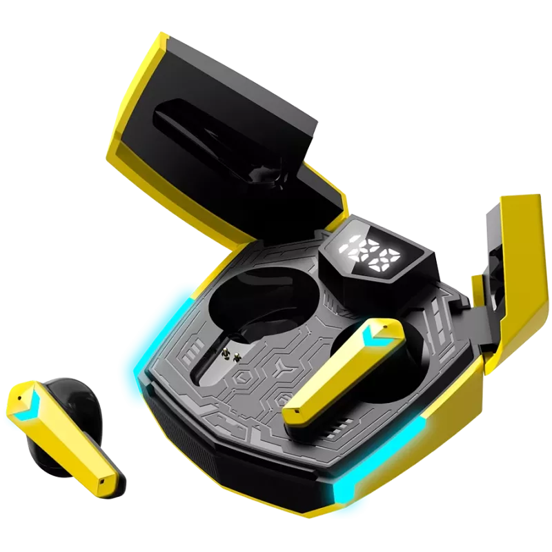 Auriculares Canyon GTWS-2 inalámbricos con gancho para el oído gaming USB Type-C Bluetooth base de carga amarillos (CND-GTWS2Y)