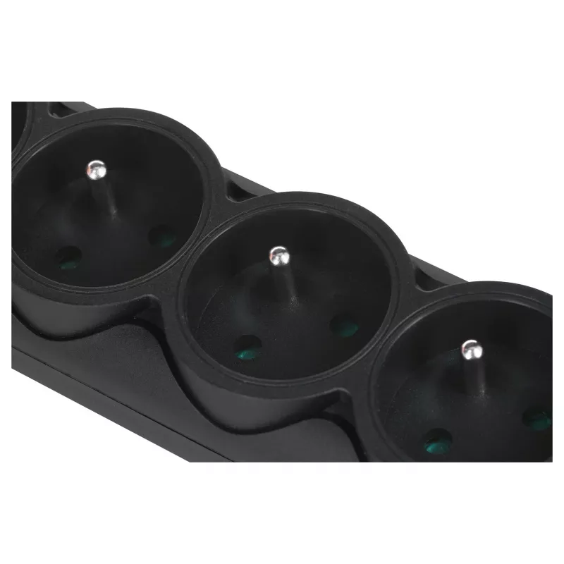 EVER Optima T/LZ08-OPT030/0000 regleta con protección contra sobretensiones, 6 tomas, 3 m, 250 V, protección infantil, interruptor, negra