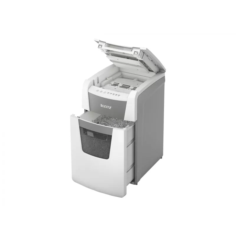 Destructora de documentos automática Leitz IQ Autofeed Office 150 P4, corte en partículas, 22 cm, 4 x 30 mm, 44 L, 350 hojas, 55 dB