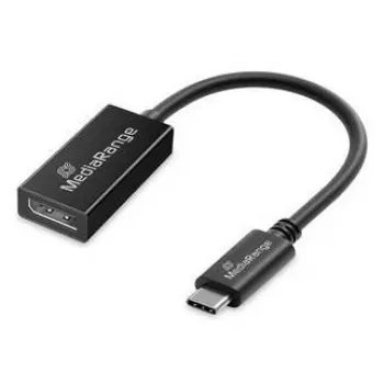 Convertidor de audio y vídeo USB Type-C a DisplayPort MediaRange MRCS235, cable de 20 cm, negro