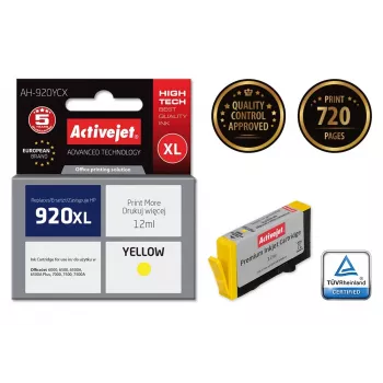 Cartucho de tinta ActiveJet AH-920YCX compatible para HP 920XL (amarillo, 12 ml, XL)
