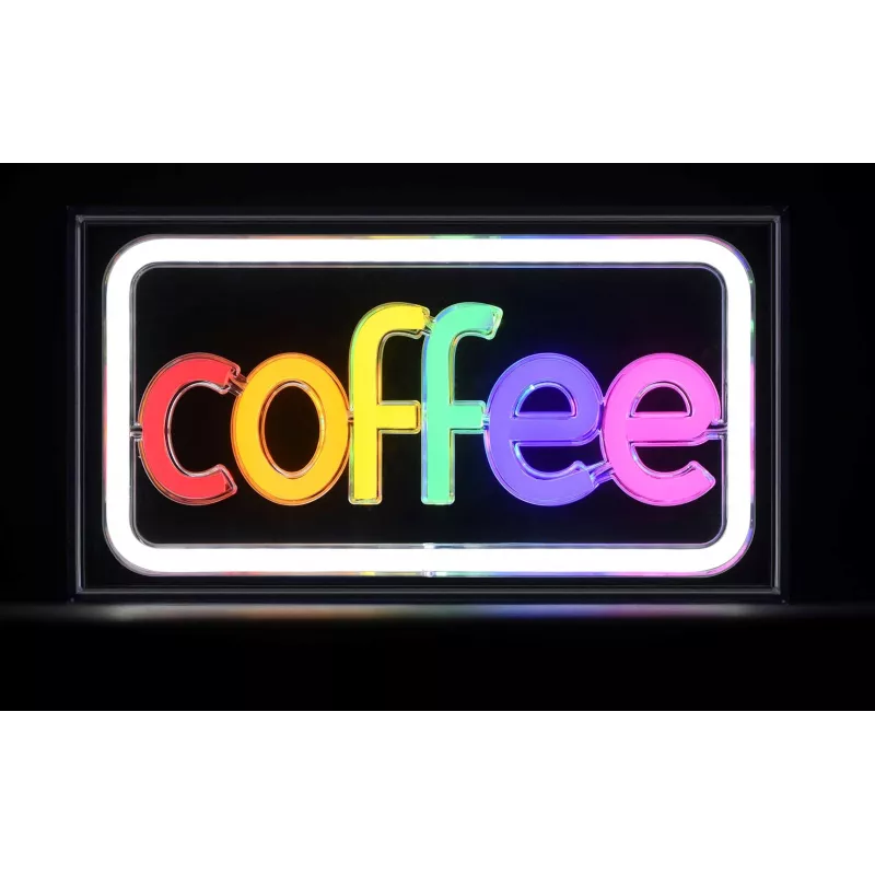 Letrero luminoso LED de neón ActiveJet AJE-NEON COFFEE, multicolor, USB 5V, montaje en superficie, marco de plástico AS
