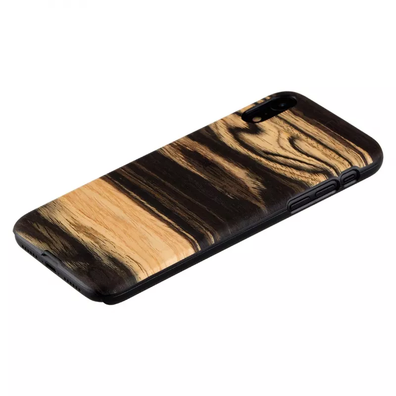 Funda para móvil man and wood para iPhone XR — parte trasera de madera ébano blanco, carcasa protectora