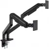 Soporte de monitor doble DIGITUS para 2 pantallas de 45 inch, pinza de mesa, 2×20 kg, VESA 75×75–100×100, inclinación -20–50°