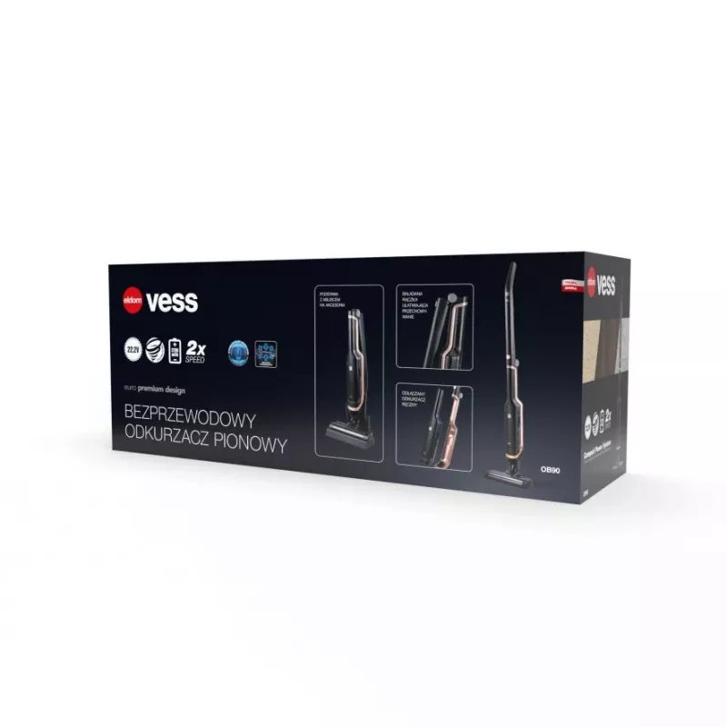 OB90 ELDOM, VESS Aspirador de mano, inalámbrico, cepillo eléctrico