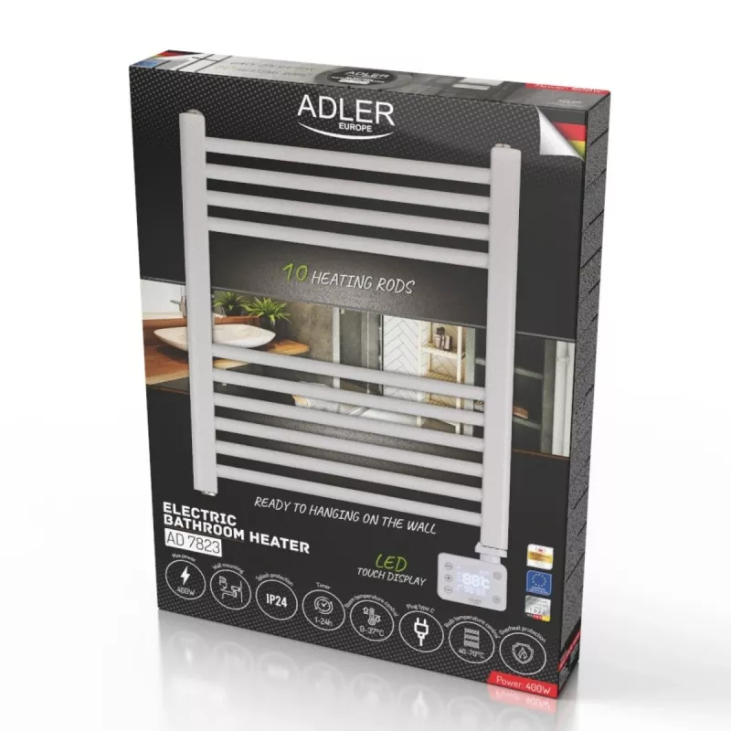 Radiador eléctrico de baño LED | AD 7823 | radiador | 400 W | blanco | IP24
