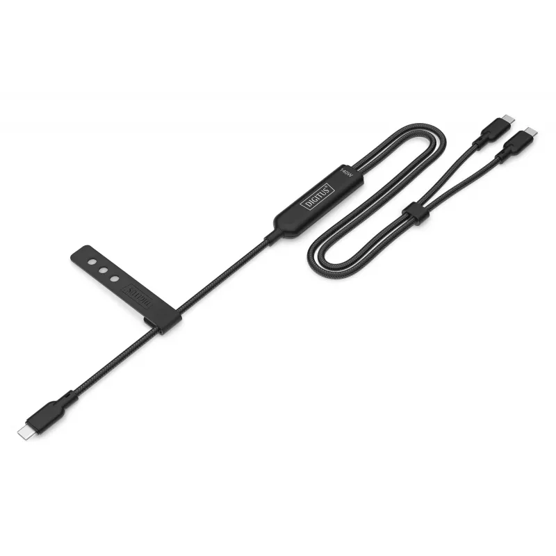 Cable de carga DIGITUS USB-C 2en1 140W, USB-C a 2×USB-C, 1,8 m, USB 2.0, negro