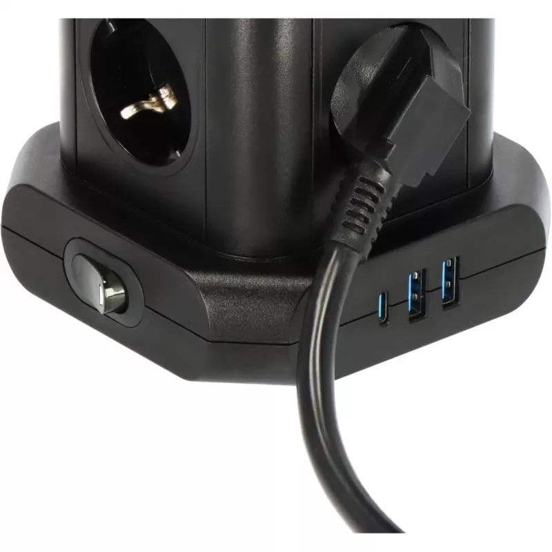 Torre de enchufes Brennenstuhl 1153560010 — 8 tomas, 2×USB-A, 1×USB-C, negro