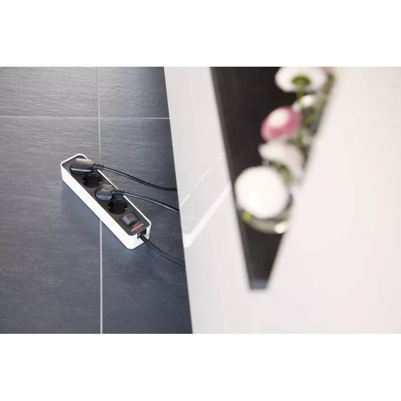 Regleta de enchufes Brennenstuhl Ecolor 4 tomas [Superficie pulida, cable de 1,5 m, Blanco/Negro]