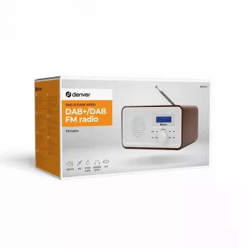Radio DENVER DAB-30DW radio de sobremesa DAB/FM con acabado en madera oscura