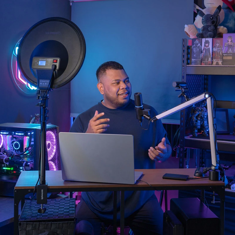 Streamplify GLOW LIGHT 14 Softlight, cable de alimentación EU - negro
