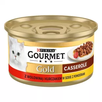Alimento húmedo para gatos Gourmet (Purina) Gold 85 g – adultos, ternera y pollo