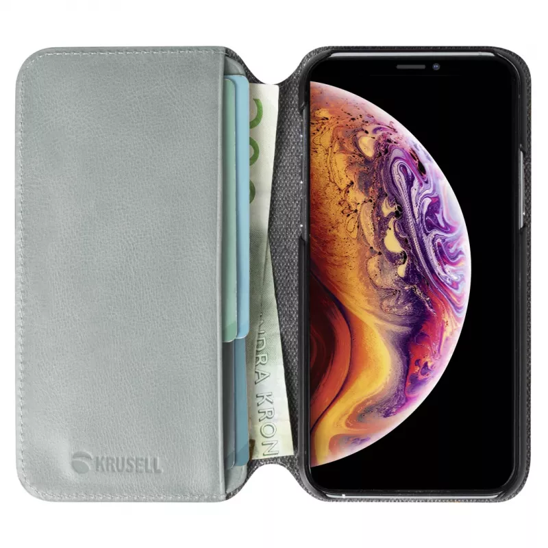 Funda para móvil Krusell Sunne para Apple iPhone 11 Pro — gris vintage, funda tipo folio con compartimento para tarjetas